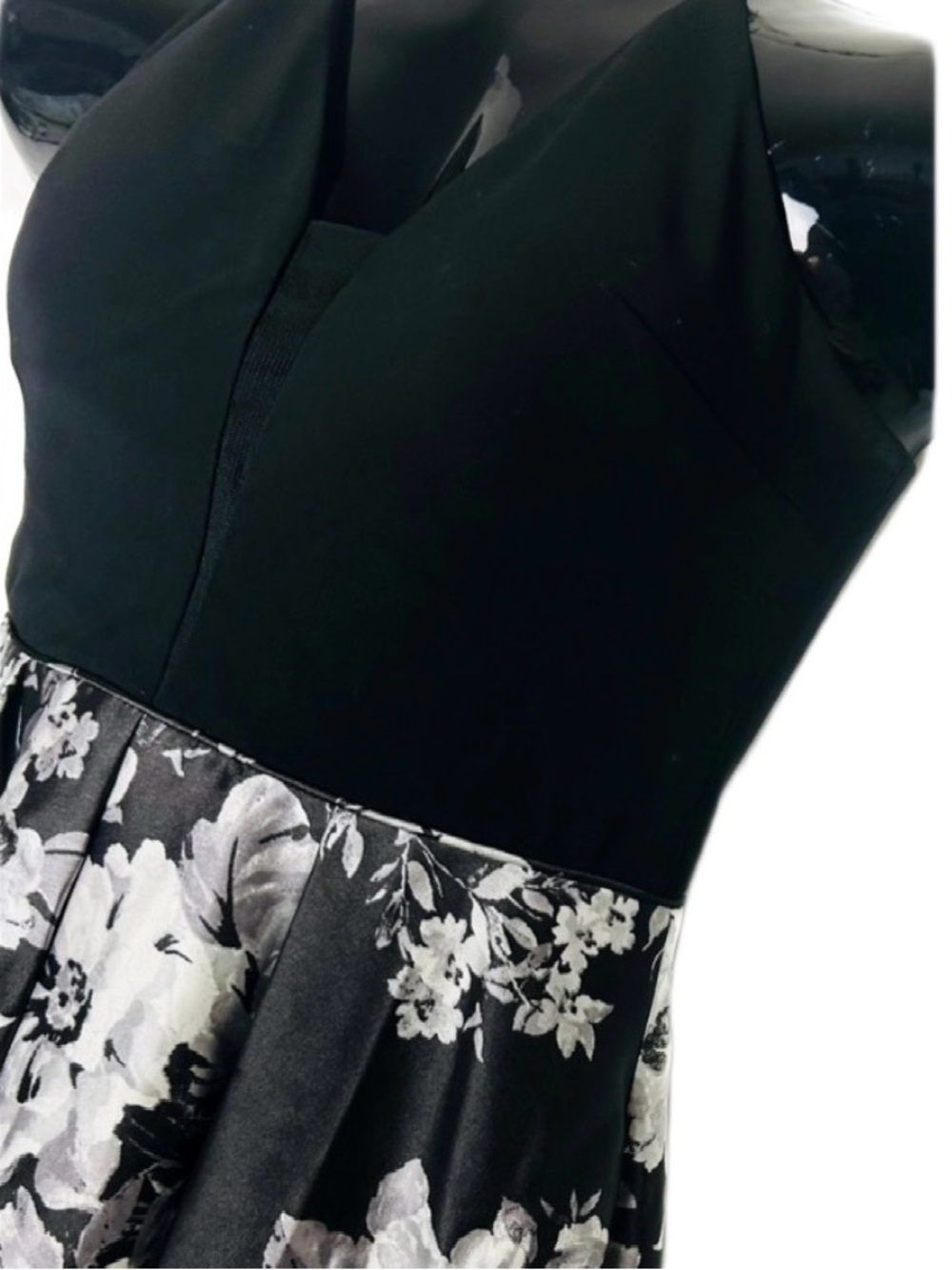 Elegant Black and White Floral Dress NWOT